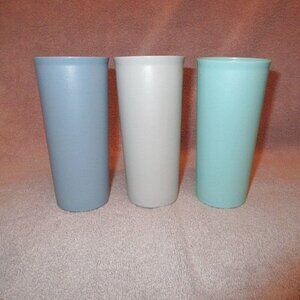 3X Bundle Vintage Tupperware Stacking Bell Tumblers 12 oz Country Pastels #1348